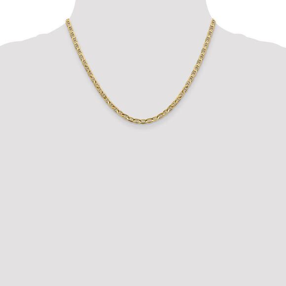 10k Yellow Gold 3.75mm Solid Concave Anchor Chain Necklace, 18 Inch